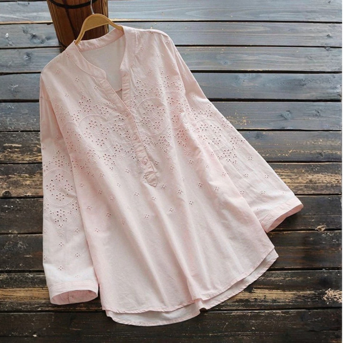 Pure Cotton Schiffli Embroidered Top for Women