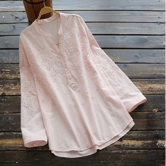 Pure Cotton Schiffli Embroidered Top for Women