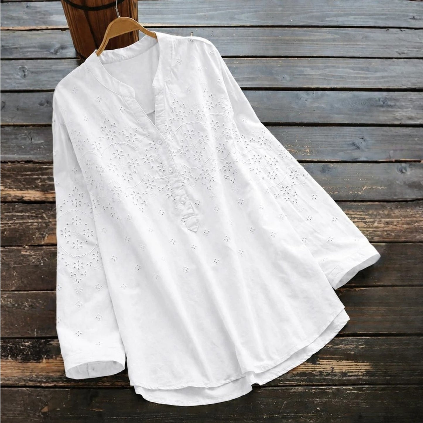 Pure Cotton Schiffli Embroidered Top for Women
